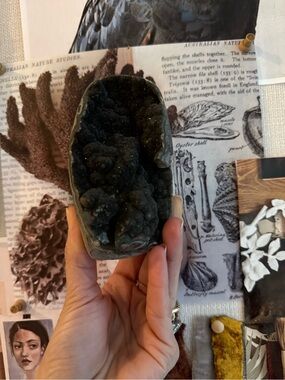 Natural bubbly black amethyst cut base specimen from Brazil